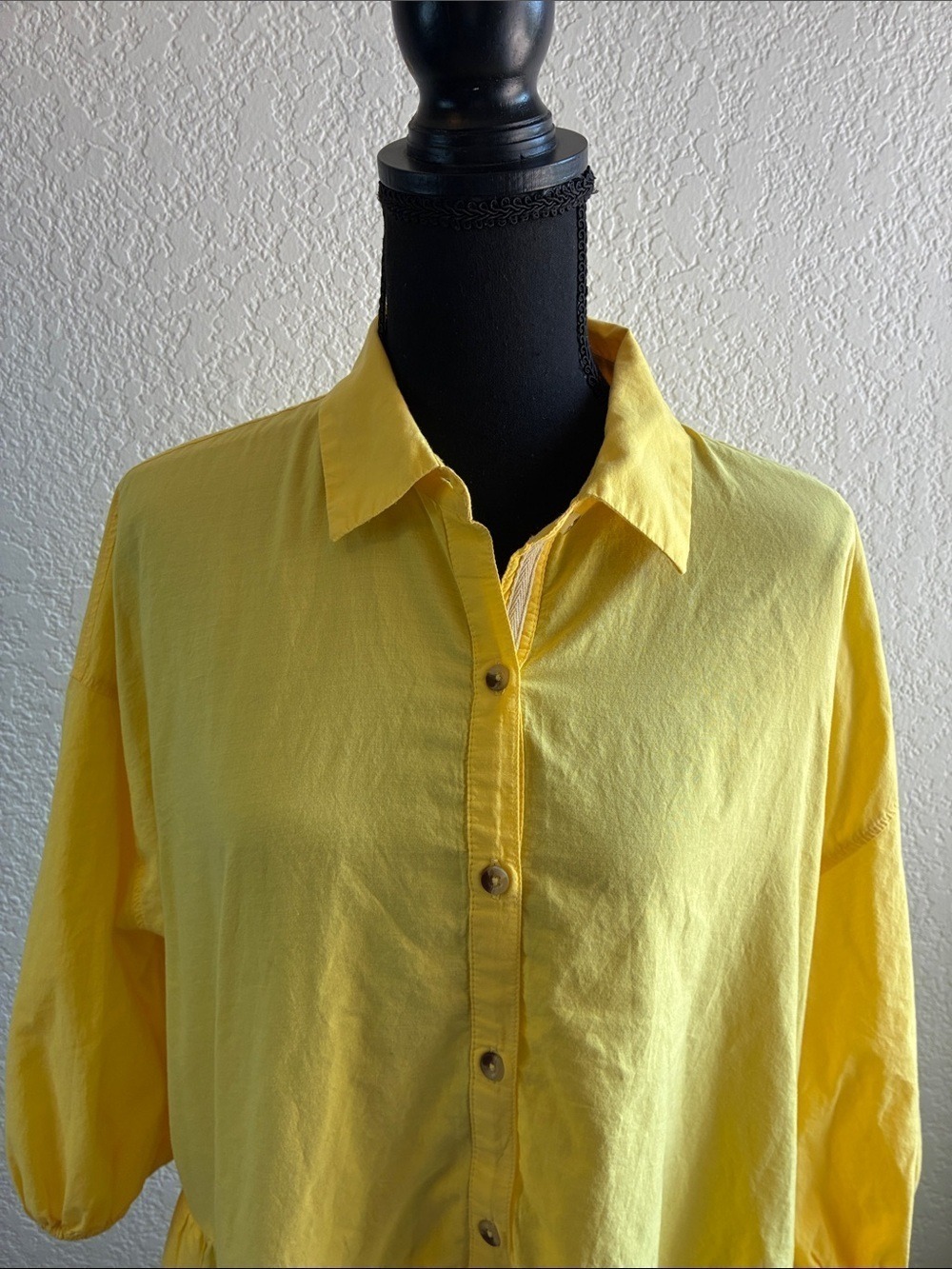 Free People Misha Mini Dress Yellow Polo Collar Pockets S - Picture 4 of 9
